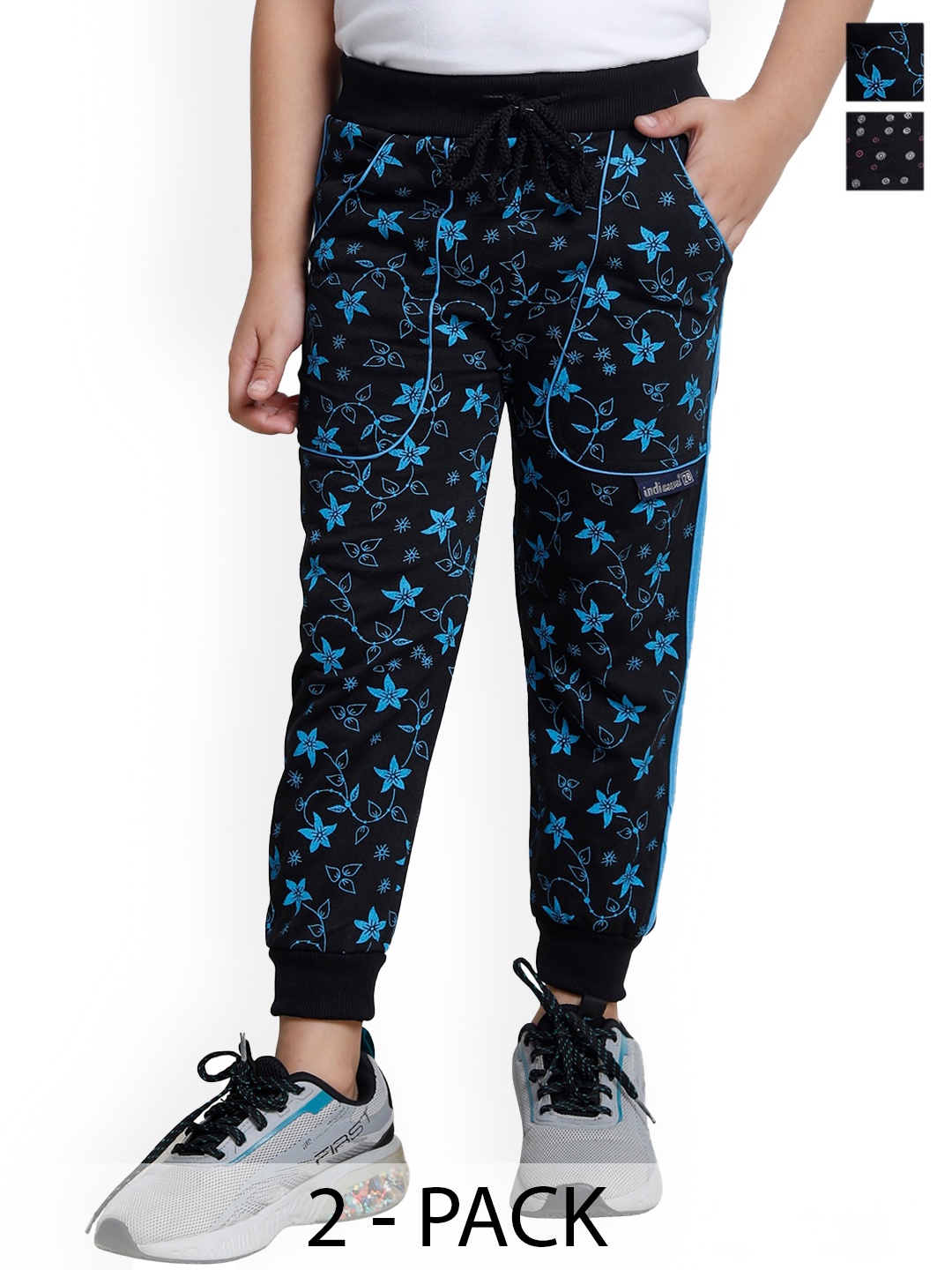 

IndiWeaves Boys Pack Of 2 Printed Fleece Joggers, Navy blue