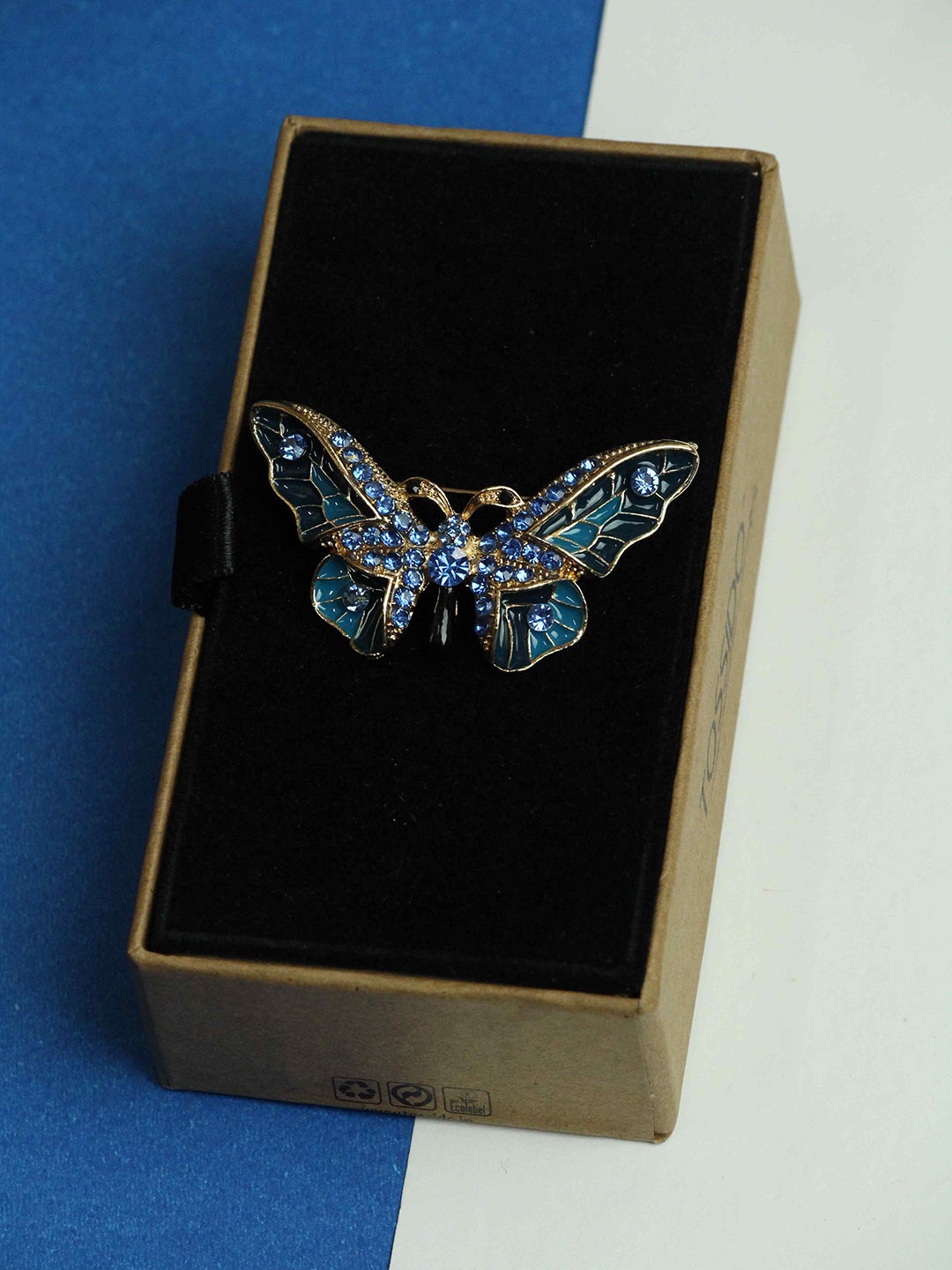 

Tossido Men Butterfly Charm Stone Studded Brooch, Gold