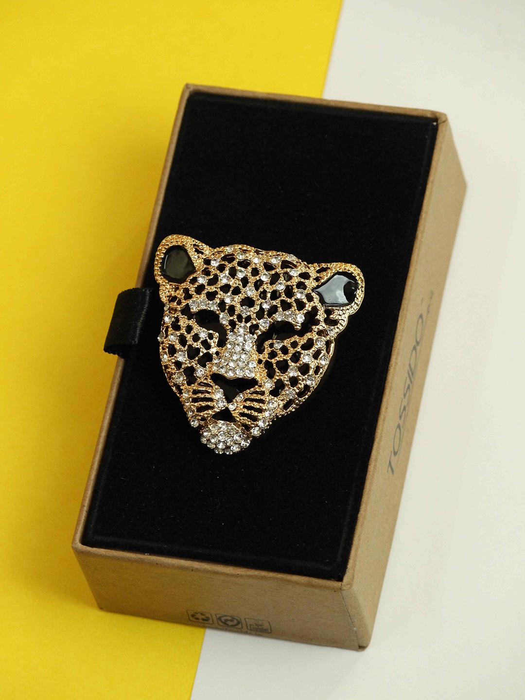 

Tossido Men Leopard Brooch, Gold
