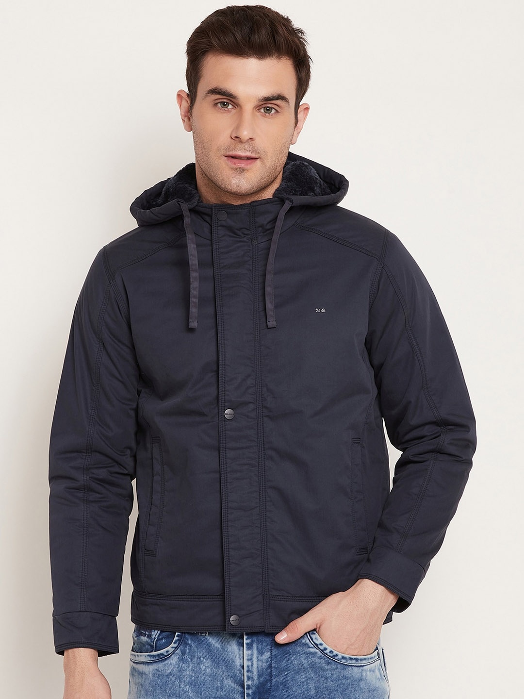 

Okane Hooded Long Sleeves Cotton Padded Jacket, Navy blue