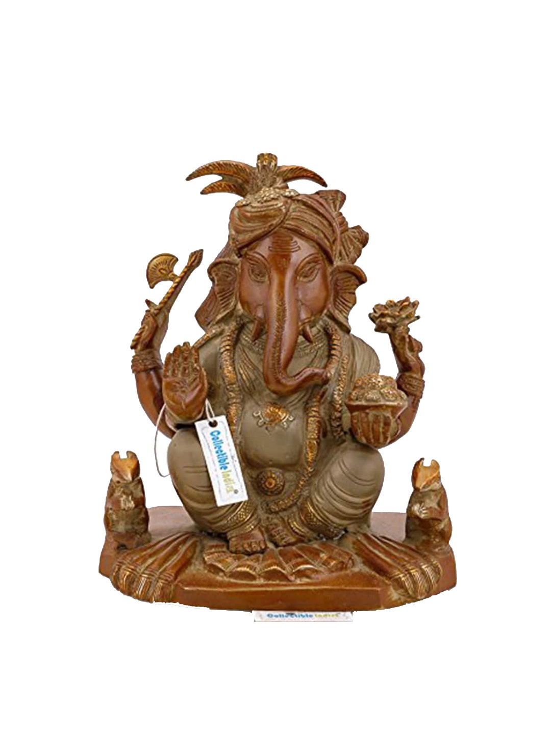

CraftVatika Brown Lored Ganesha Murti Sitting On Mushak Idol Brass Showpiece