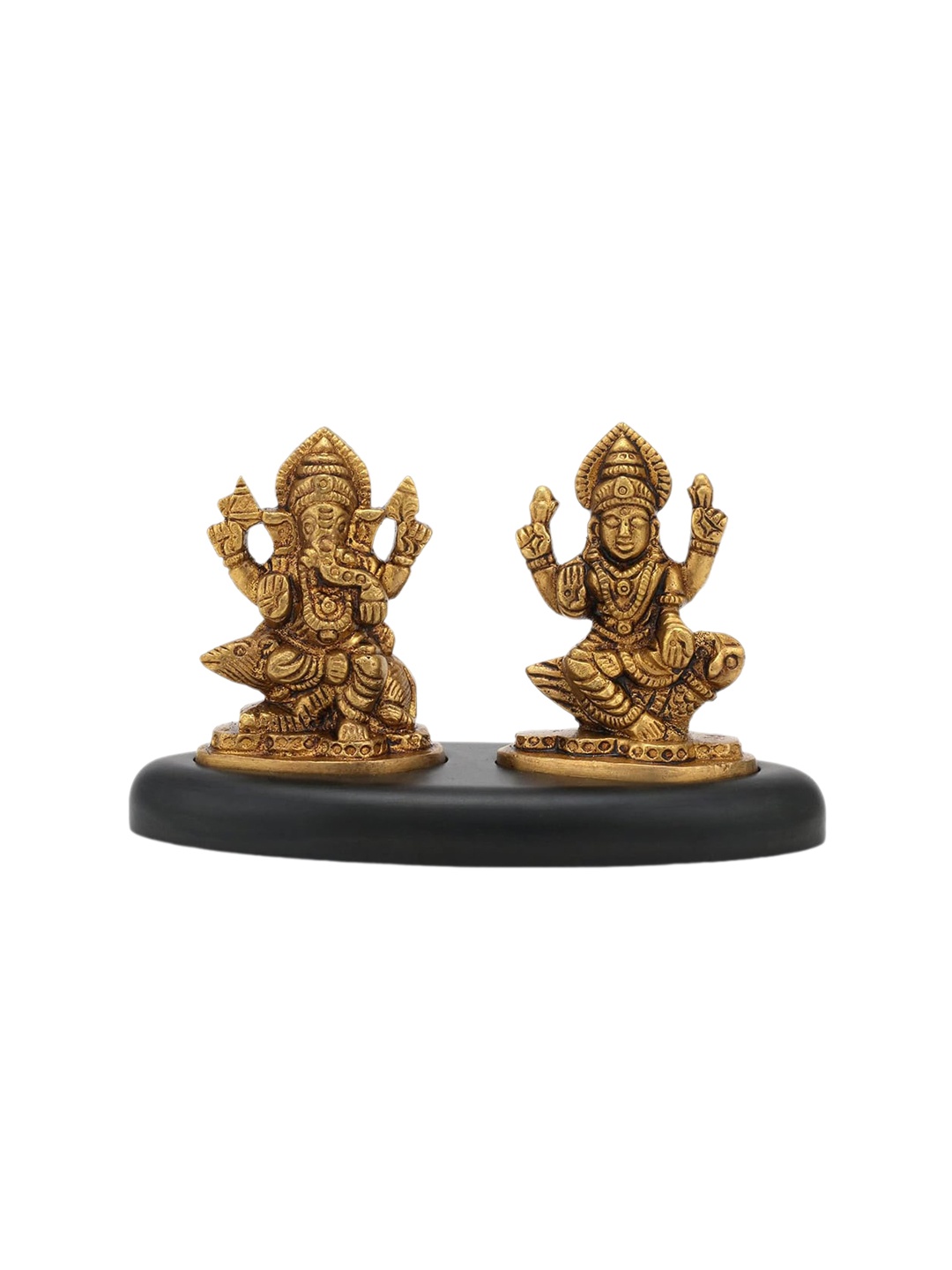

CraftVatika Yellow Lord Ganesh Idol Sitting on Moon Gold Plated Brass Showpieces