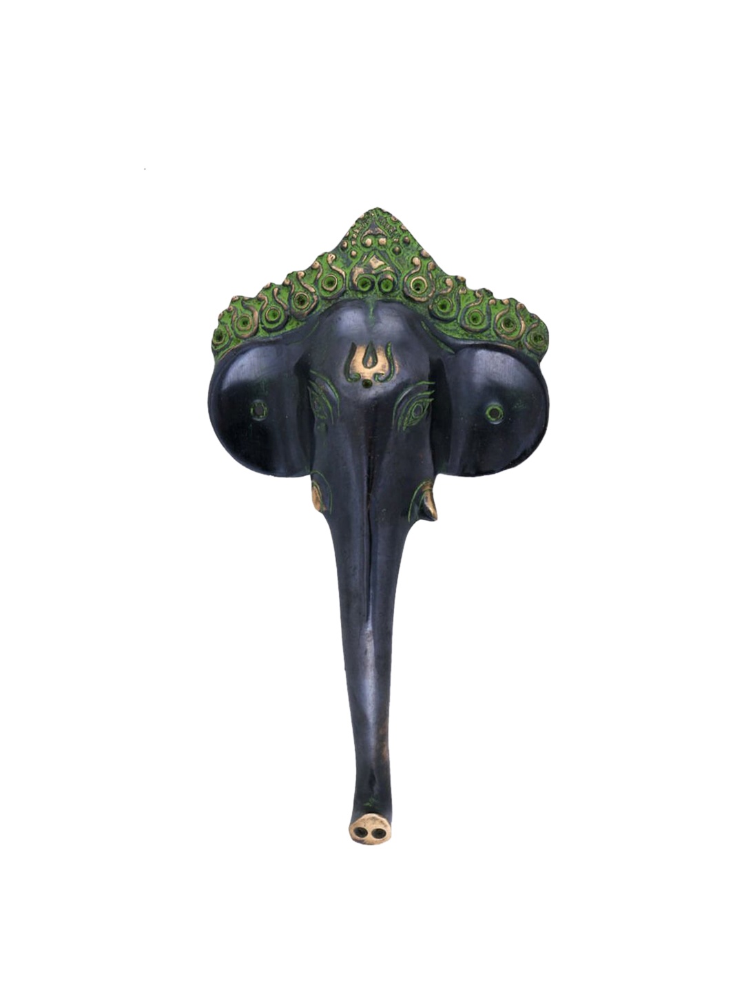 

CraftVatika Black & Green Textured Ganesh Brass Idol Showpiece