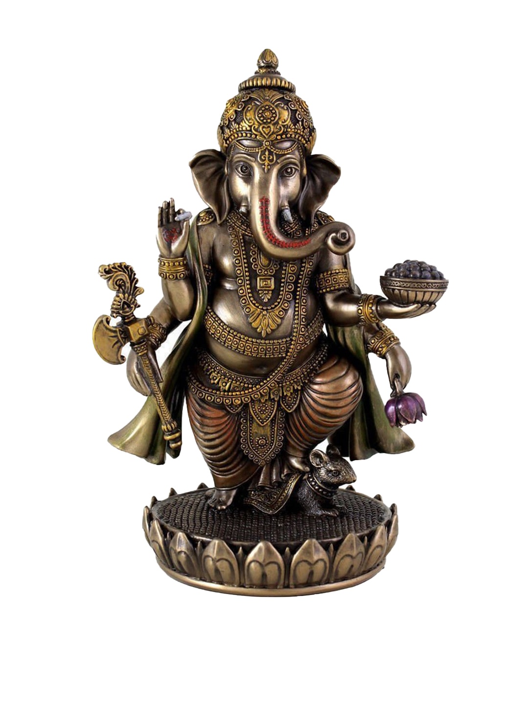 

CraftVatika 24K Gold-Plated Lord Ganesha Idol Car Dashboard Showpiece, Copper