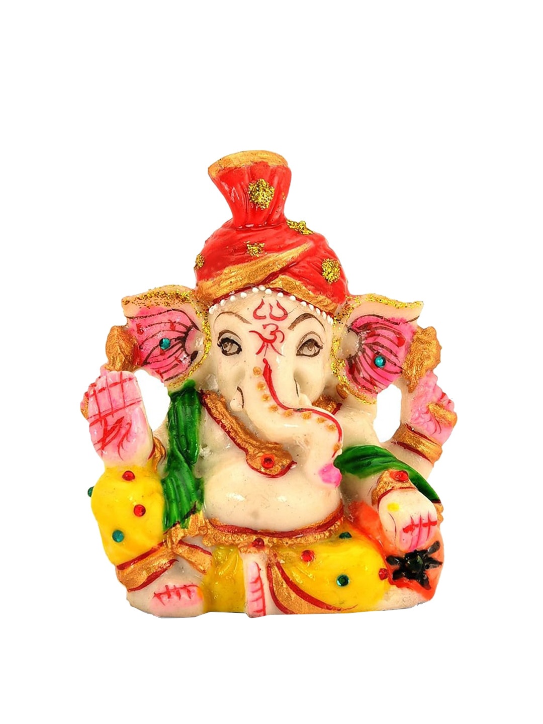

CraftVatika Red & Yellow Ganesha Marble Idol Showpiece