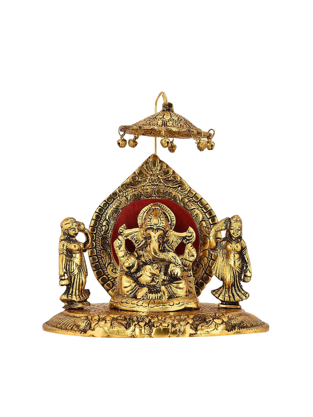 

CraftVatika Gold toned & Red Ganesha Idol Metal Showpiece