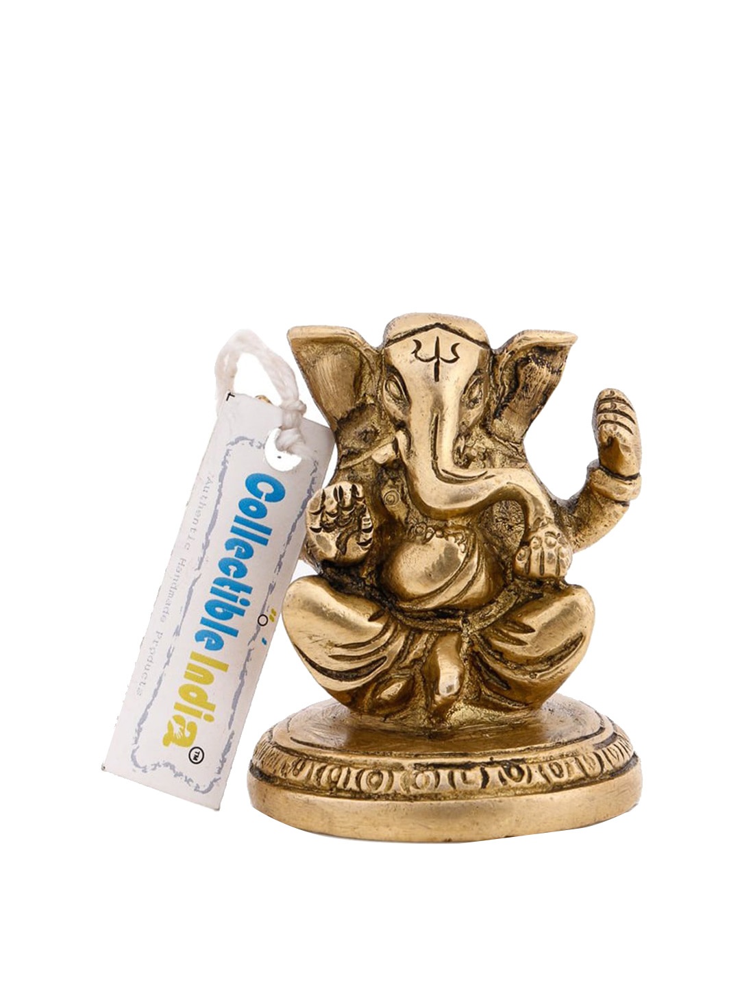 

CraftVatika Gold Toned Textured Ganesha Metal Idol Showpiece
