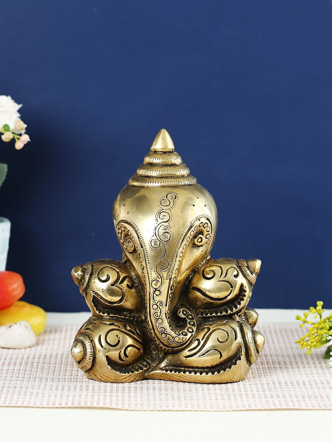 

CraftVatika Golden Ganesha Brass Idol Showpiece, Gold