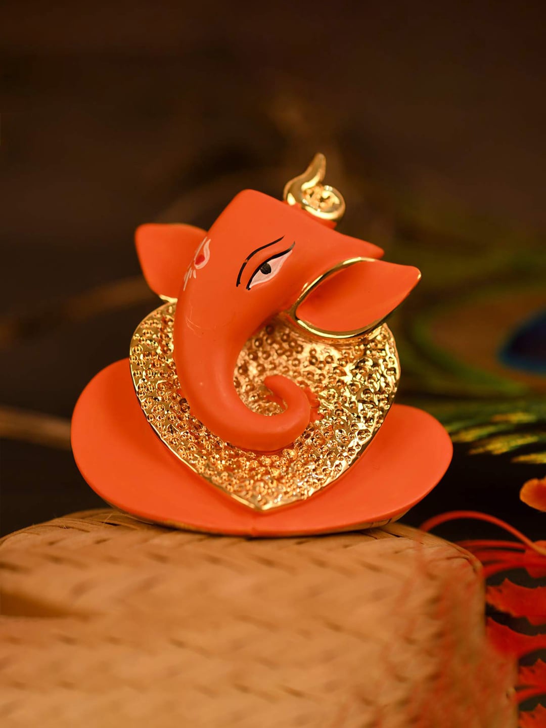 

CraftVatika Orange Ganesha Ceramic Idol Showpiece