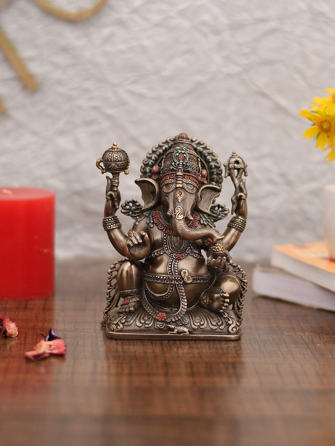 

CraftVatika Brown Textured Ganesh Resin Idol Showpiece