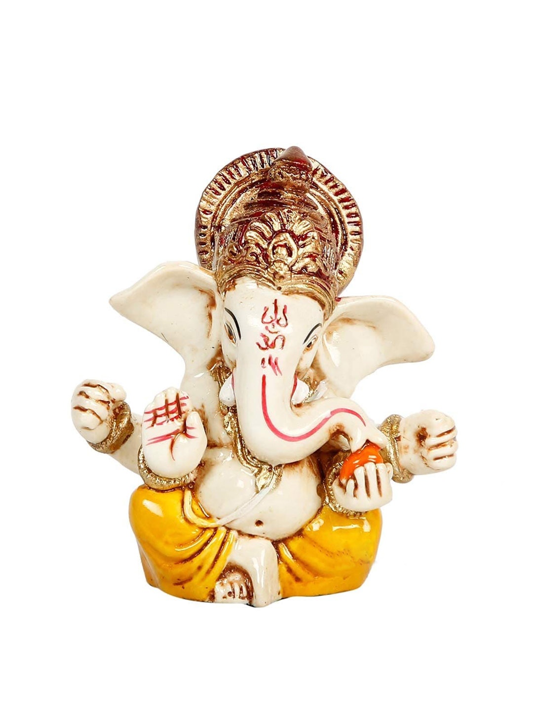 

CraftVatika Cream-Coloured & Yellow Ganesha Idol Showpiece