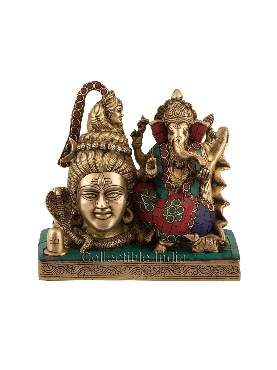 

CraftVatika Brown & Red Textured Ganesha & Shiva Brass Idol Showpiece