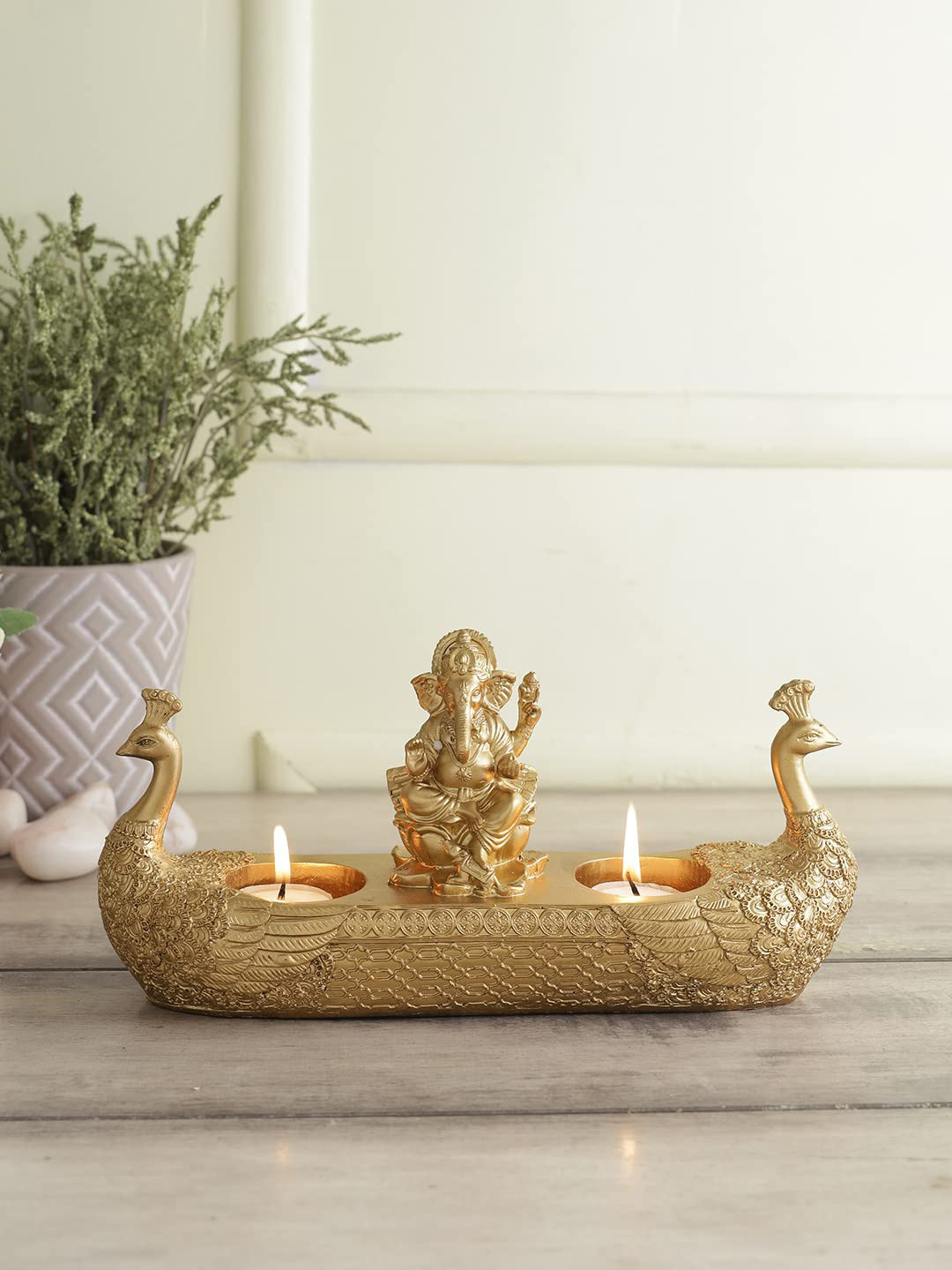 

CraftVatika Gold Toned Ganesh Idols Statue Showpiece