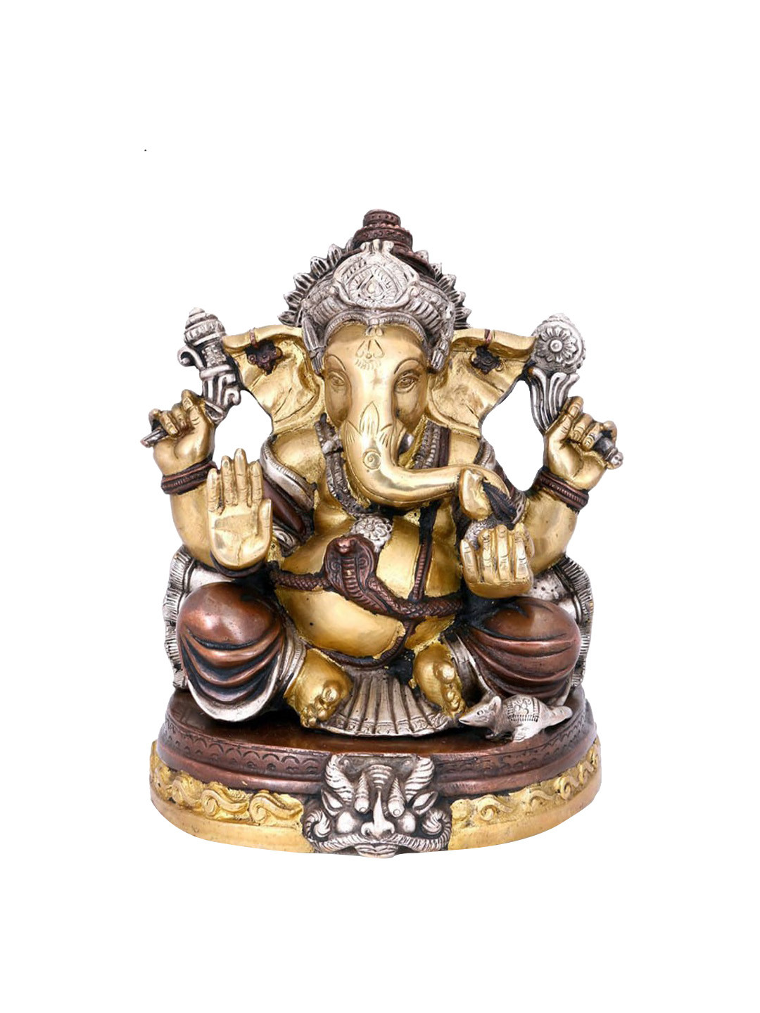 

CraftVatika Brown Lord Ganesha Brass Idol Showpiece, Gold