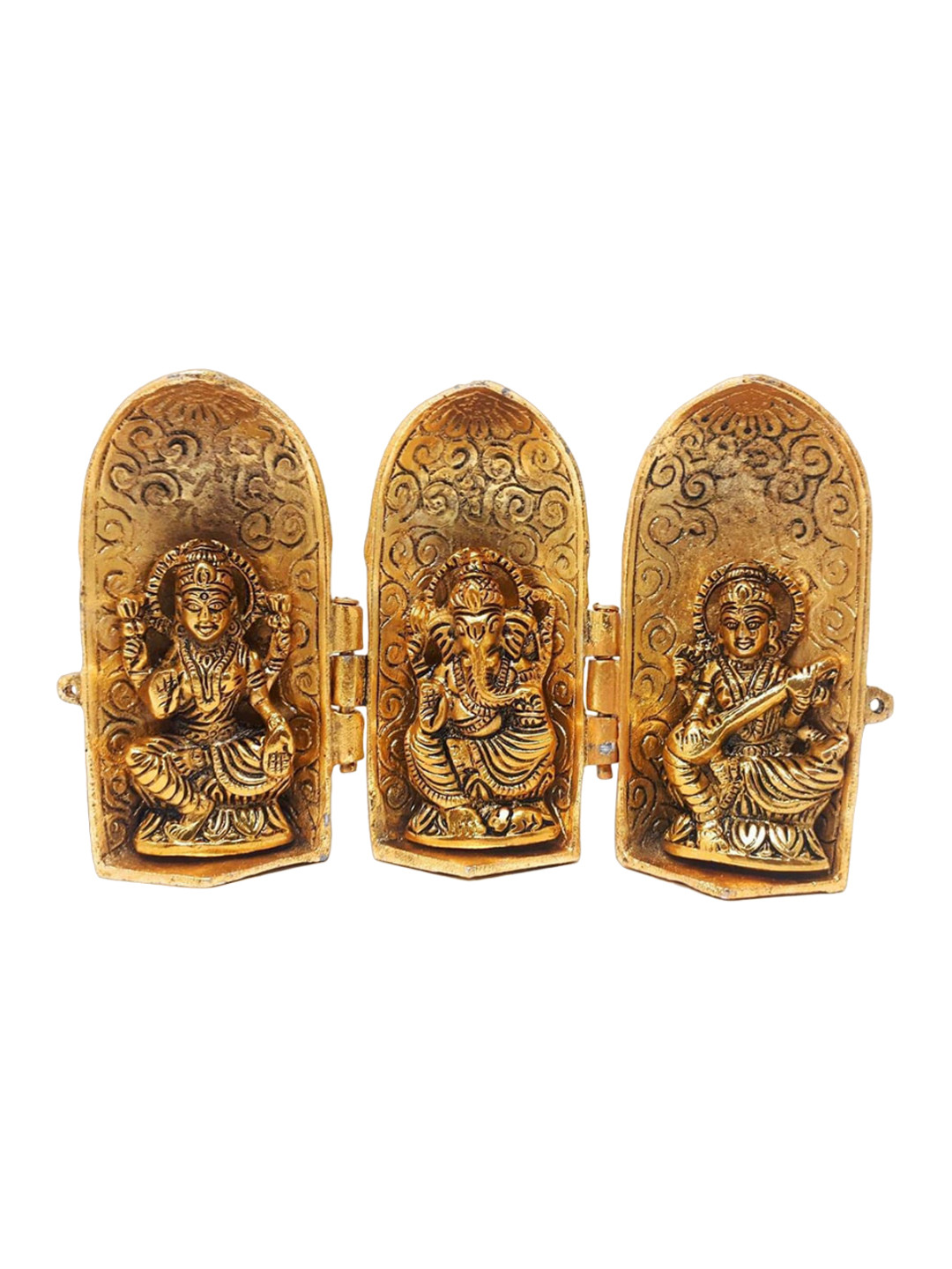 

CraftVatika 3 Pieces Ganesha Idol Murti Showpiece Lord God Ganesh Statue Showpieces, Gold
