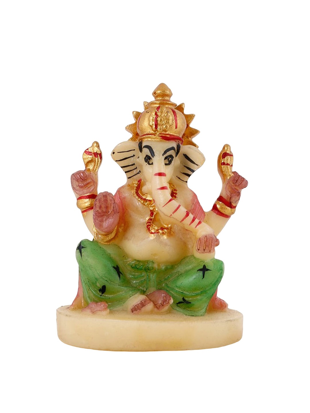 

CraftVatika Beige & Green Lord Ganesh Idol Mable Showpiece