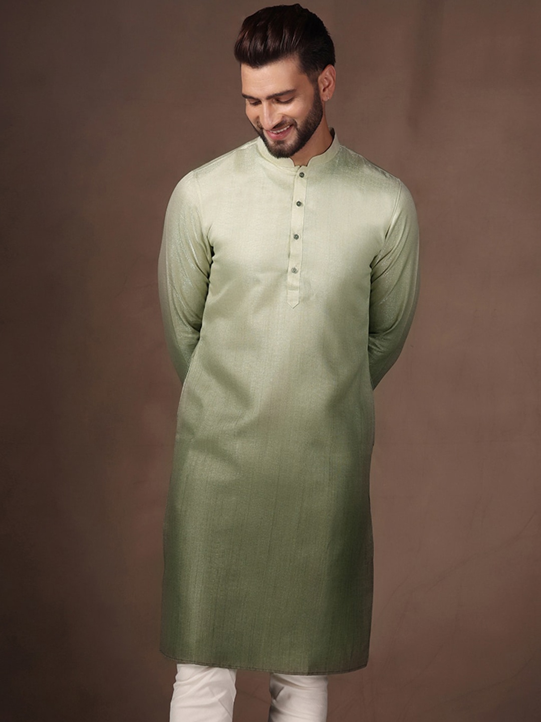 

KISAH Men Ombre Regular Fit Abstract Print Kurta, Green