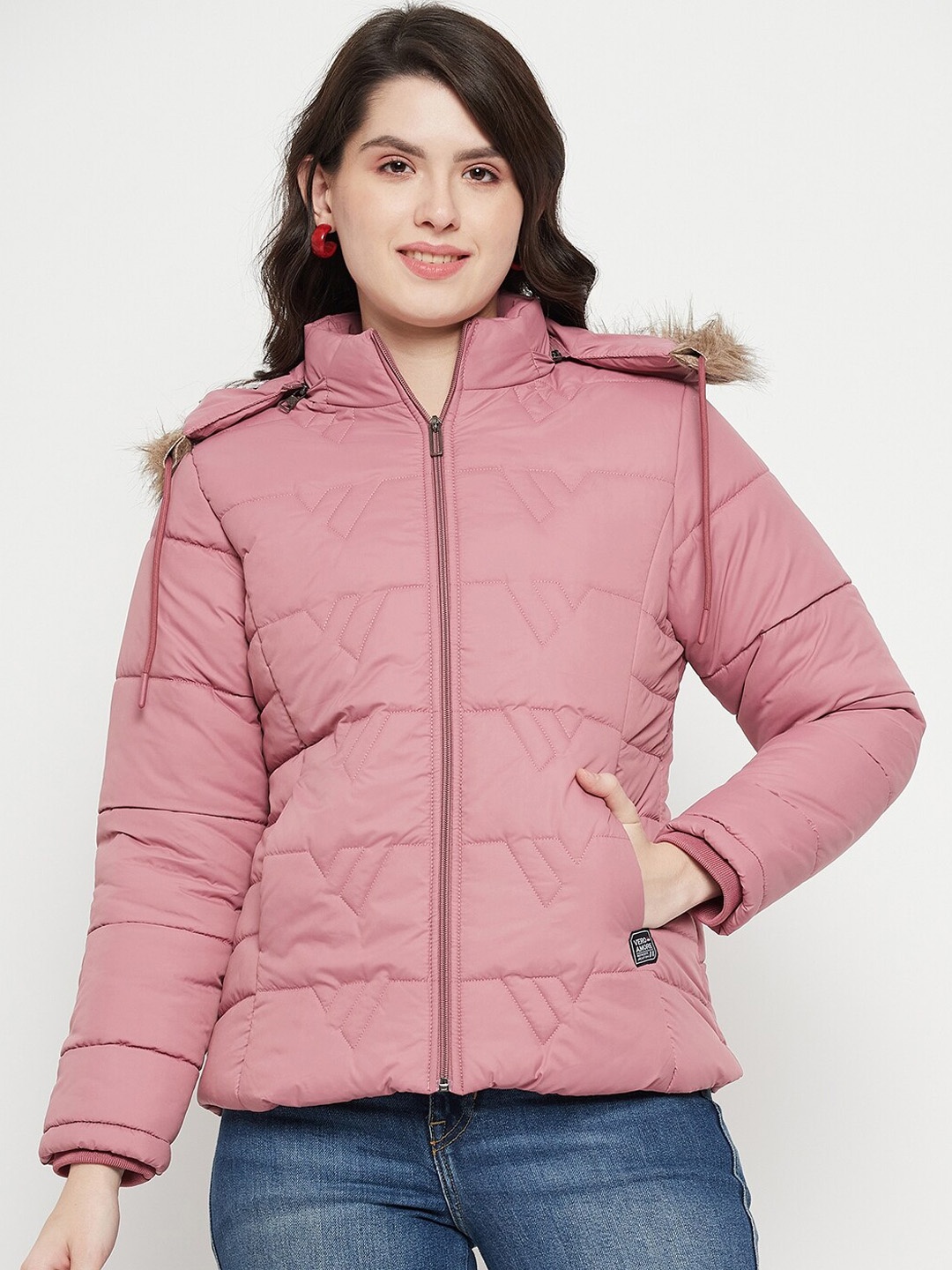 

VERO AMORE Insulator Anti Odour Faux Fur Trim Hooded Puffer Jacket, Mauve