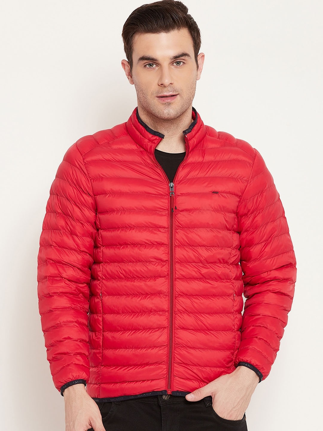 

Okane Mock Collar Long Sleeves Lightweight Padded Jacket, Red