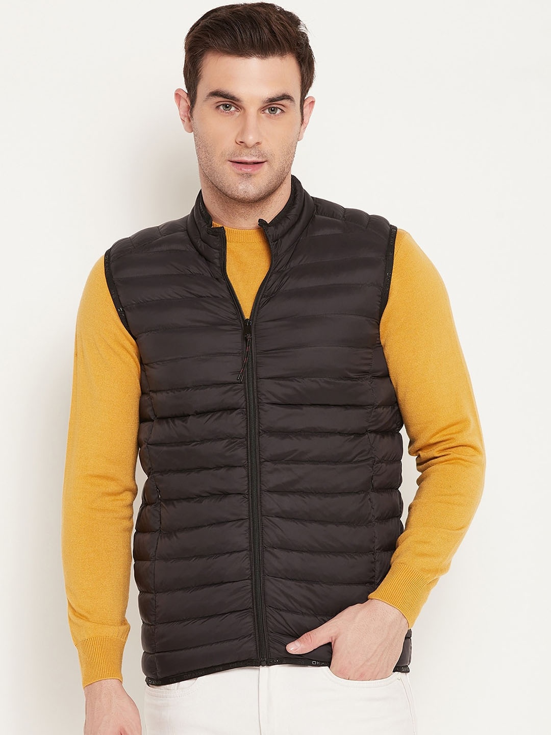 

Okane Mock Collar Lightweight Puffer Jacket, Black