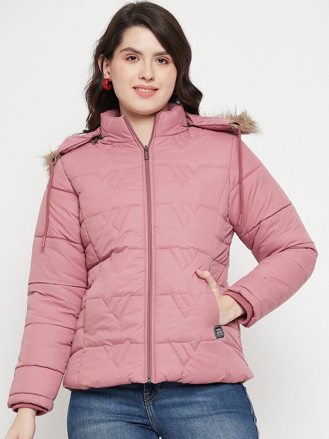 

VERO AMORE Insulator Anti Odour Faux Fur Trim Hooded Puffer Jacket, Mauve