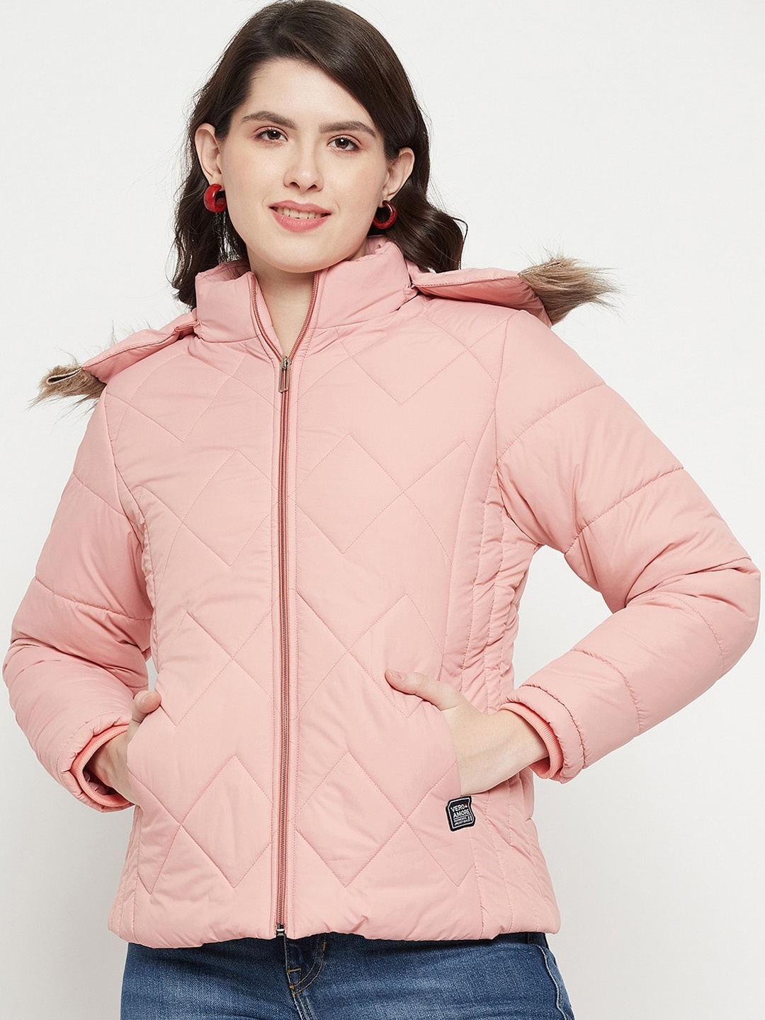 

VERO AMORE Hooded Faux Fur Trim Detail Anti Odour Insulator Padded Jacket, Pink