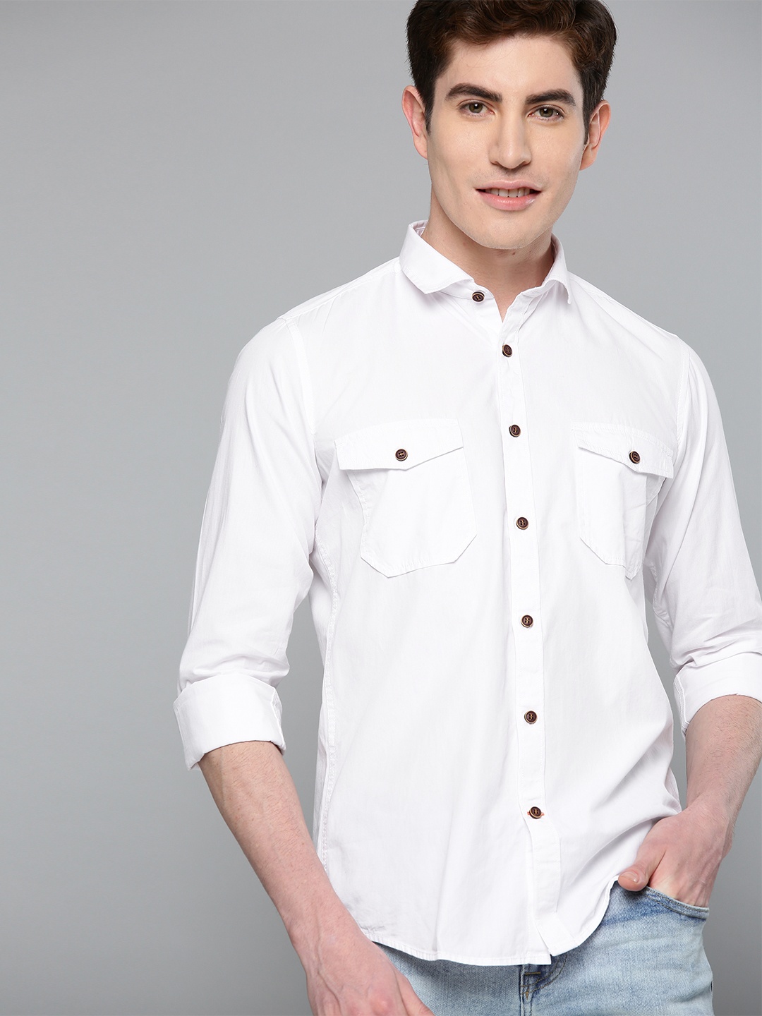 

Mast & Harbour Men White Slim Fit Casual Shirt