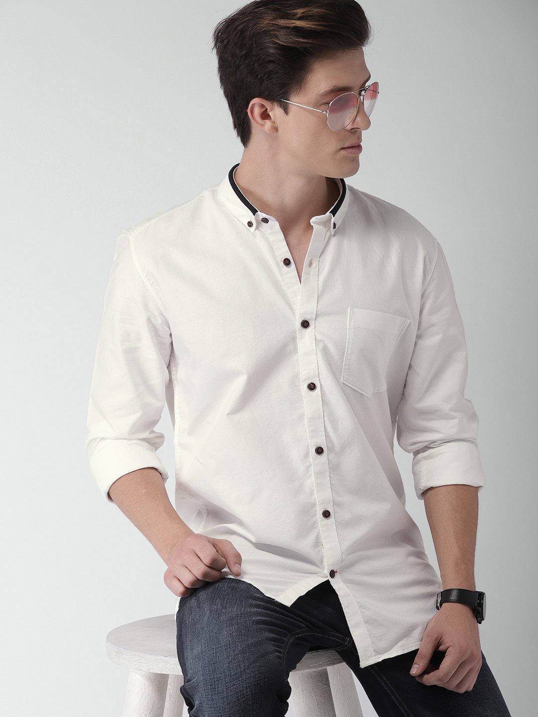 

Mast & Harbour Men White Slim Fit Solid Casual Shirt