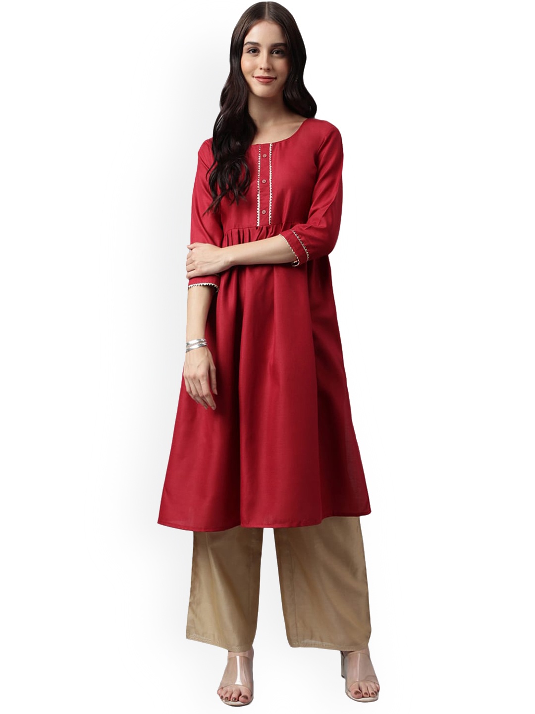 

Nimayaa Gotta Patti A-Line Kurta, Red