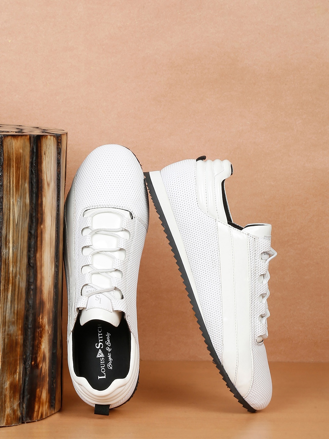 

LOUIS STITCH Men's Casual Shiny Strap White Sneakers