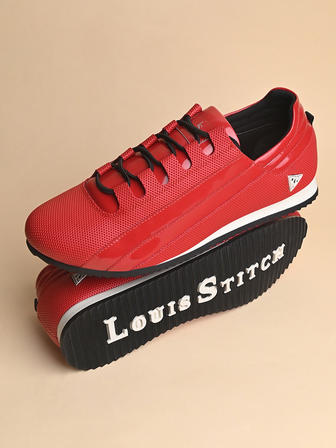 

LOUIS STITCH Men's Casual Shiny Strap Red Sneakers