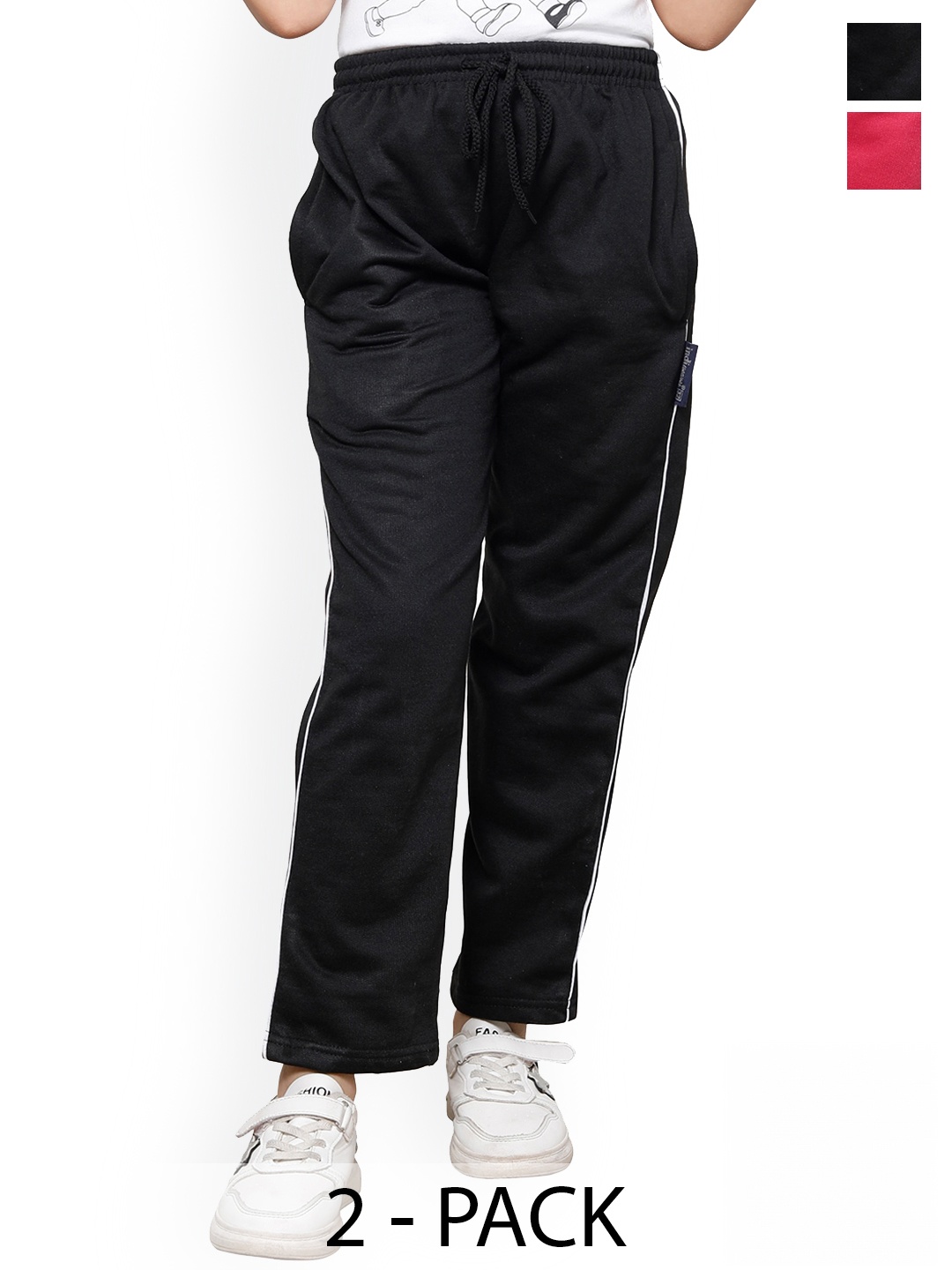 

IndiWeaves Girls Pack of 2 Fleece Track Pants, Black