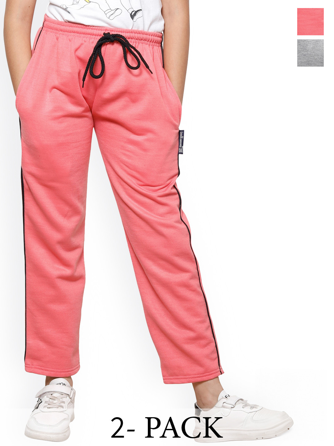 

IndiWeaves Girls Pack Of 2 Fleece Track Pants, Peach
