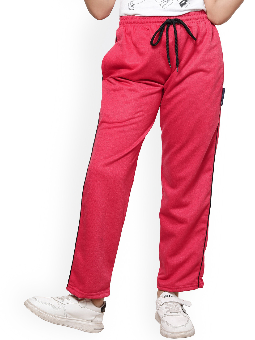 

IndiWeaves Girls Fleece Mid-Rise Track Pants, Pink