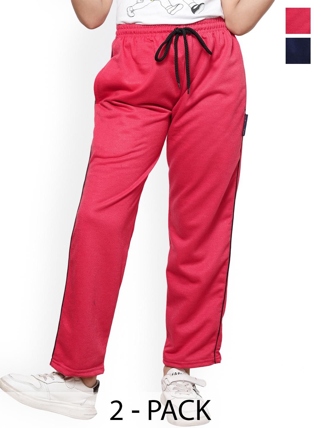 

IndiWeaves Girls Pack Of 2 Fleece Track Pants, Pink