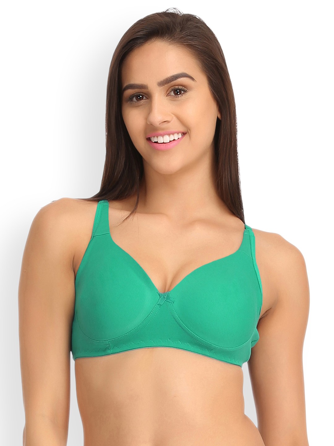 

Clovia Green Solid Non-Wired Cotton Non Padded T Shirt Bra BR0636P17