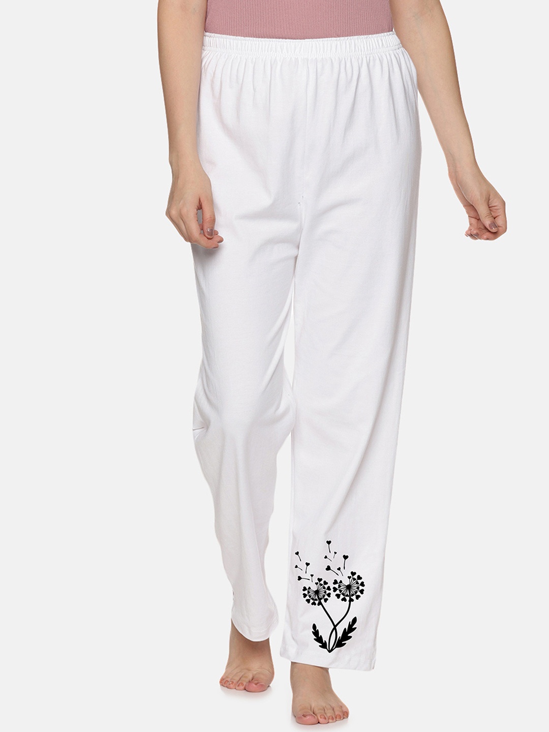 

NOT YET by us Women Mid Rise Cotton Lounge Pants, White