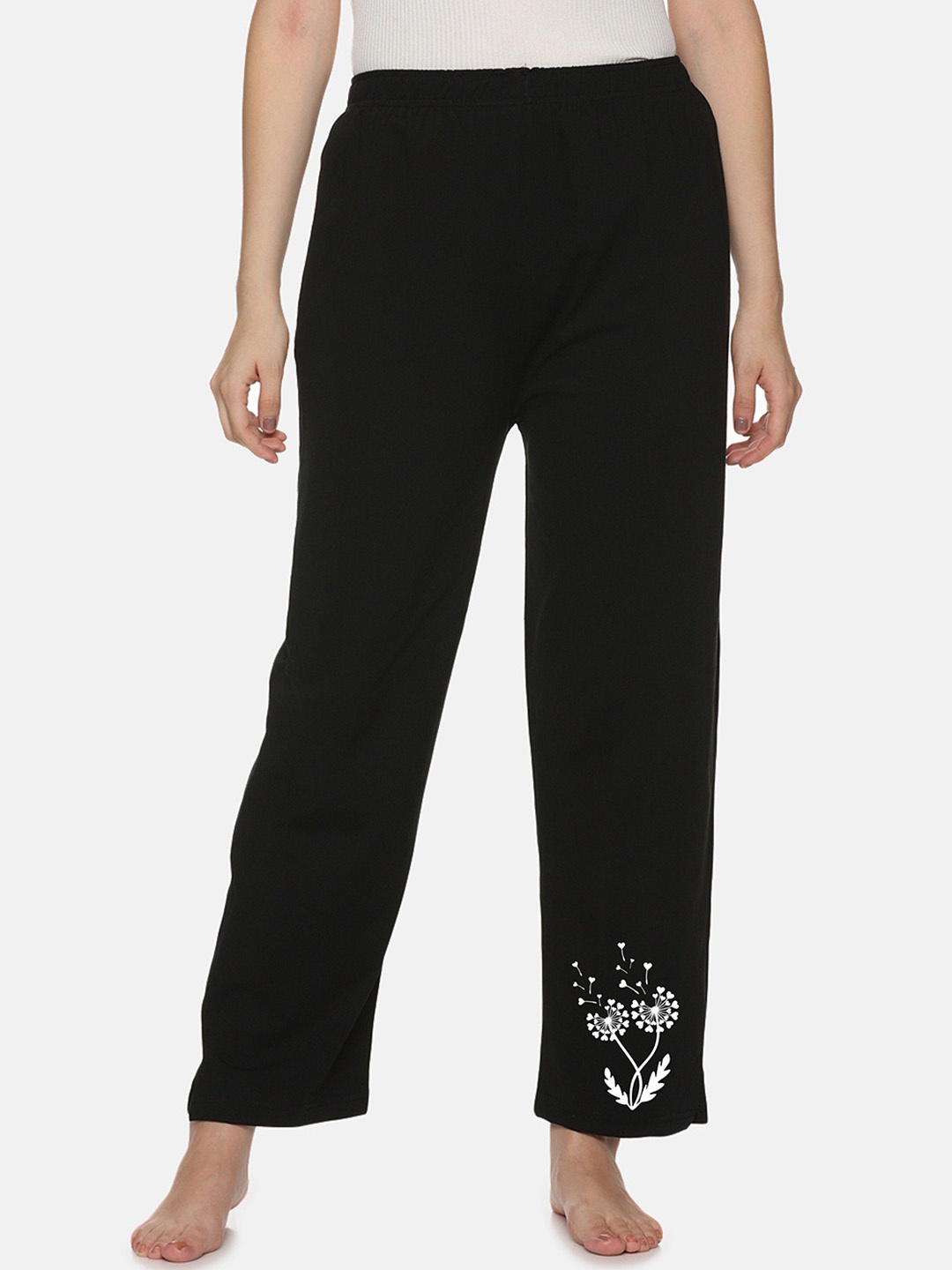 

NOT YET by us Women Printed Cotton Lounge Pants, Black