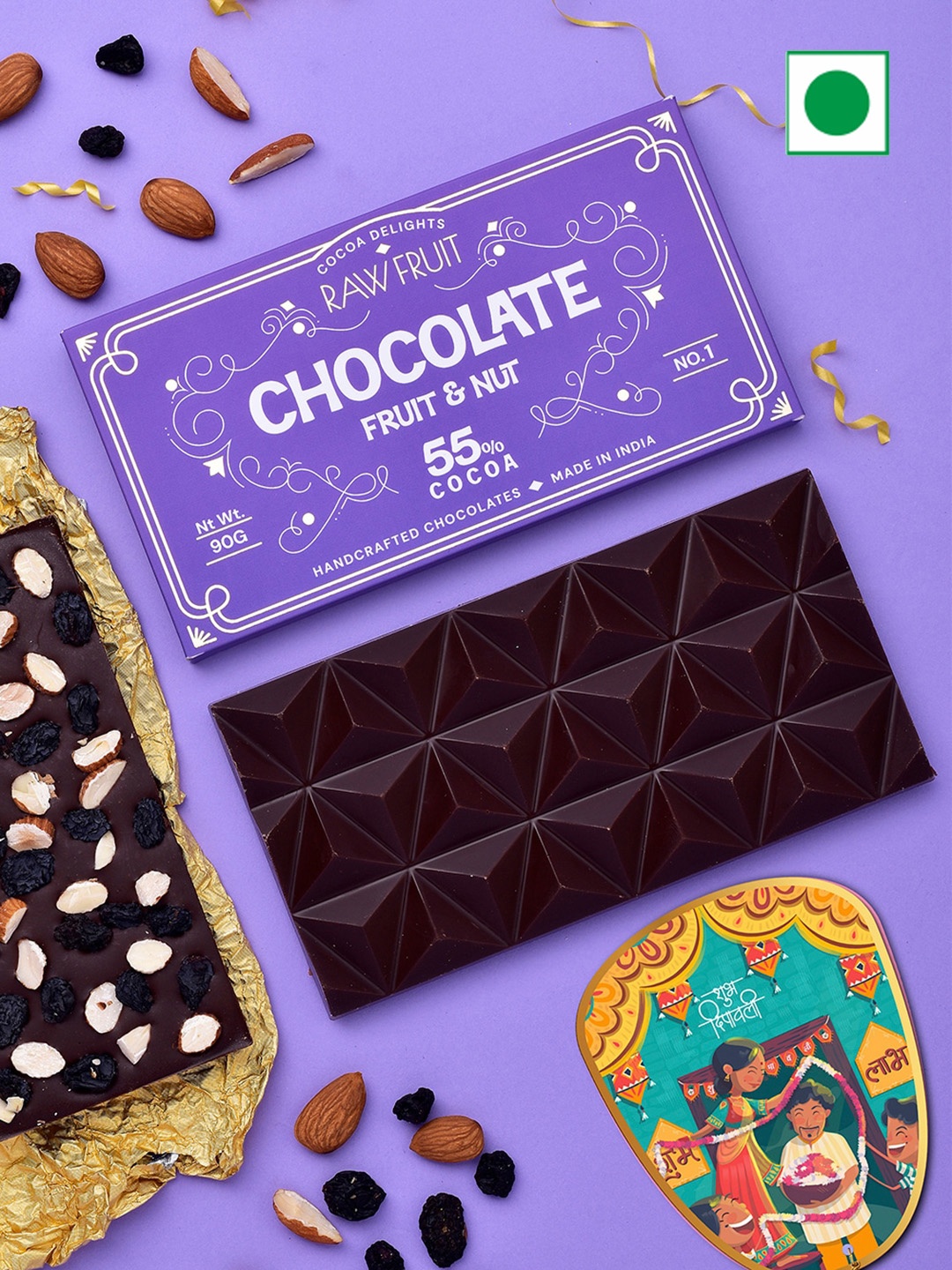 

RawFruit Diwali Fruit and Nuts Chocolate Bar -90gms, Purple