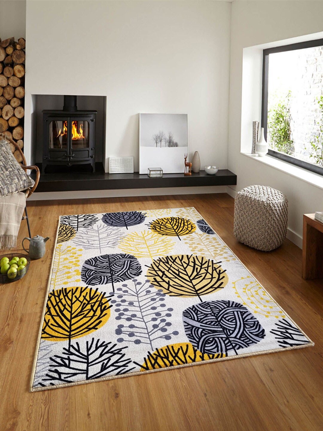 

Matz and More Beige & Yellow Floral Anti-Slip Carpet Rug