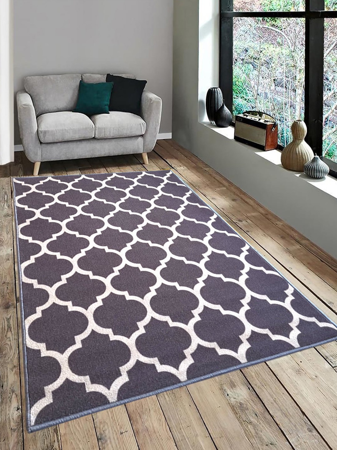 

Matz and More Grey & Beige Ethnic Motifs Anti-Slip Carpet Rug