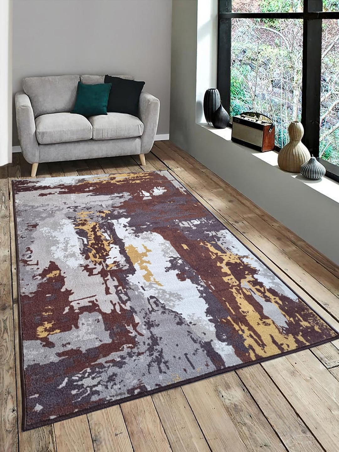 

Matz and More Brown & Grey Abstract Anti-Slip Carpet Rug