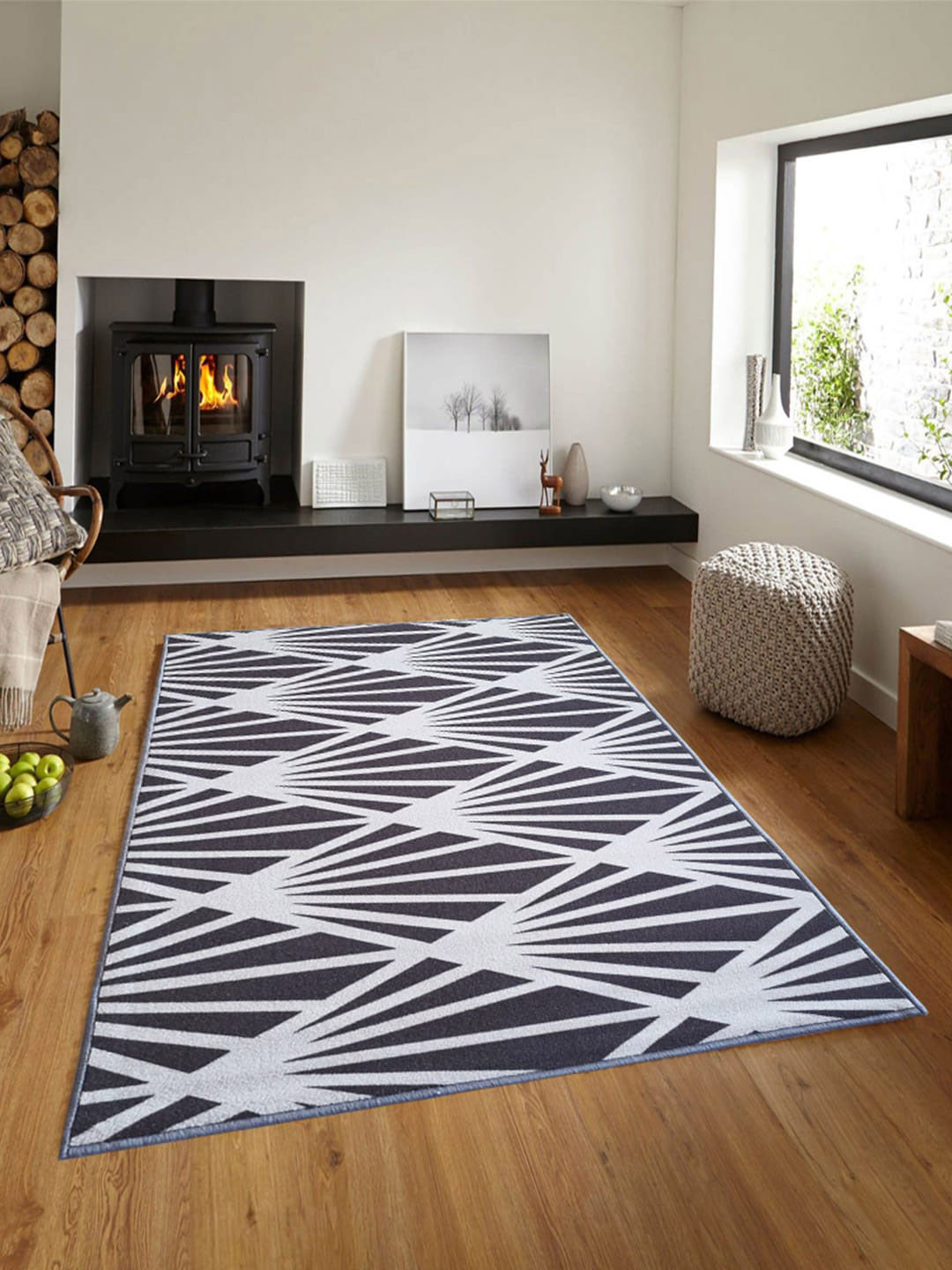 

Matz and More Grey & White Geometric Anti-Slip Carpet Rug
