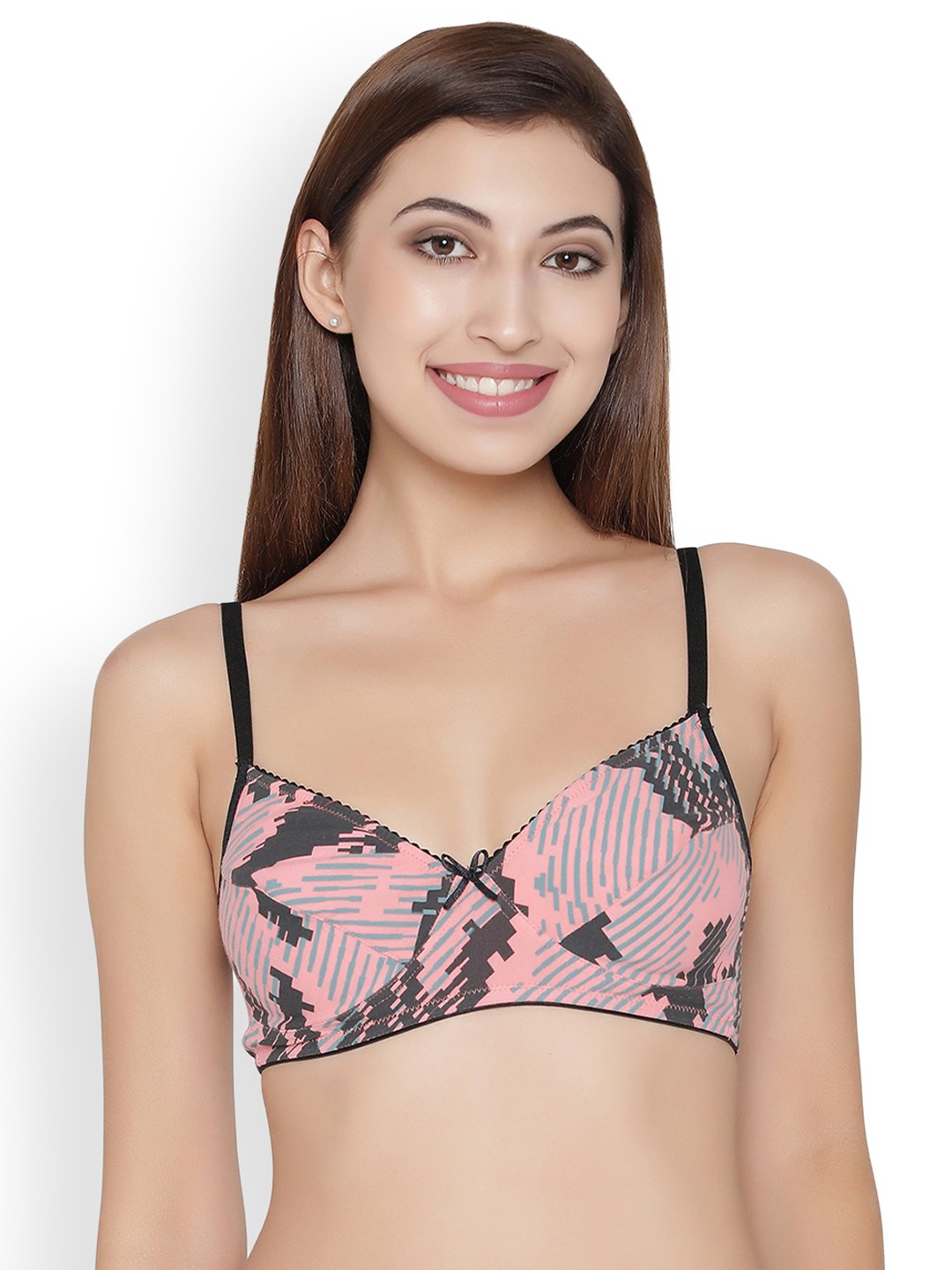 

Clovia Pink Printed Non-Wired Non Padded Everyday Bra BR0776R22