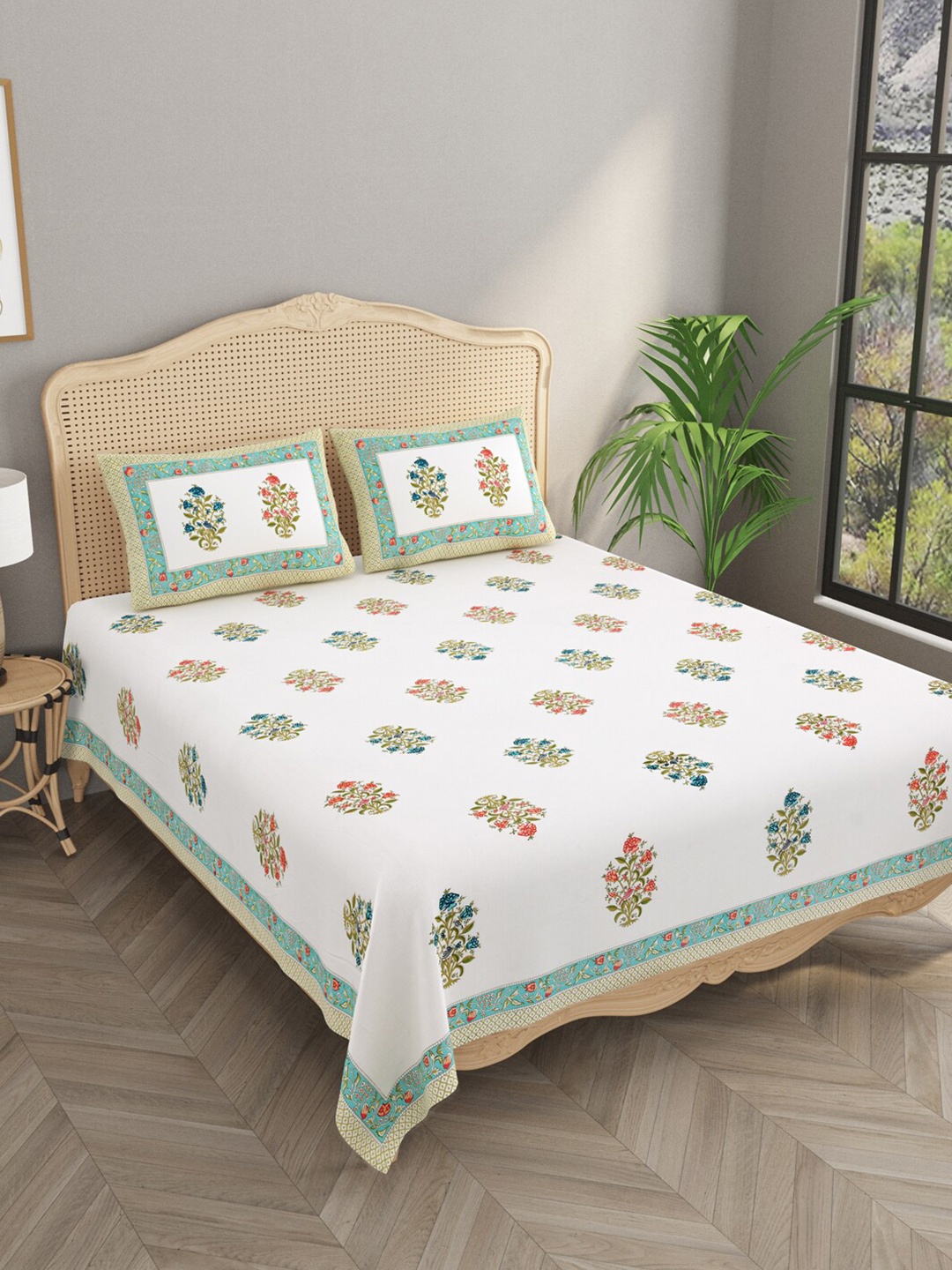 

Gulaab Jaipur White 1000 TC Egyptian Cotton Super King Bedsheet & 2 Pillow Covers