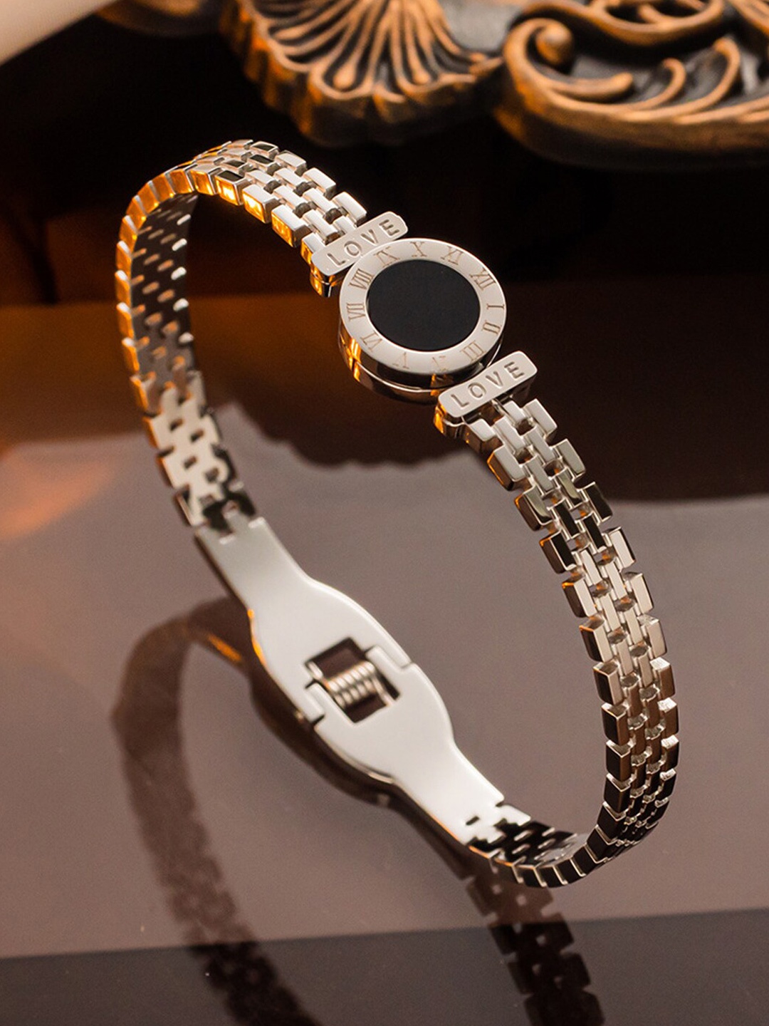 

Jewels Galaxy Silver Plated Stainless Steel Bangle Style Bracelet