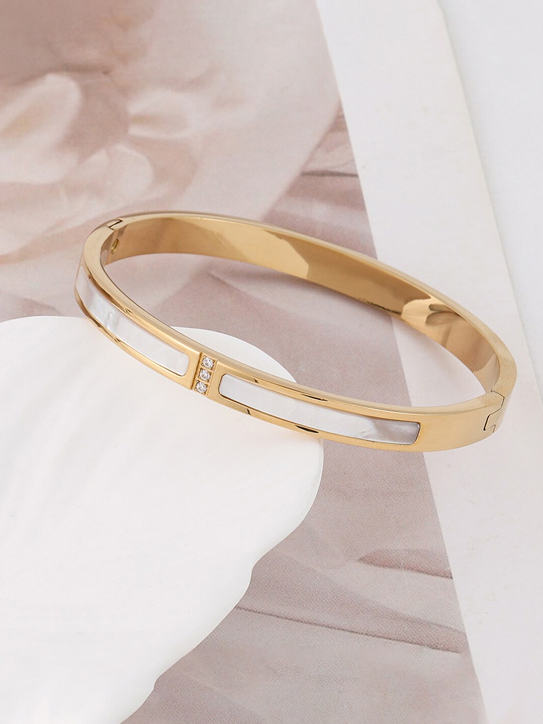 

Jewels Galaxy Gold Plated Stone Studded Bangle Style Bracelet