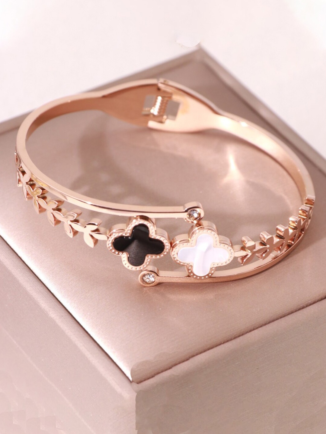 

Jewels Galaxy Gold-Plated Mother of Pearl Bangle-Style Bracelet