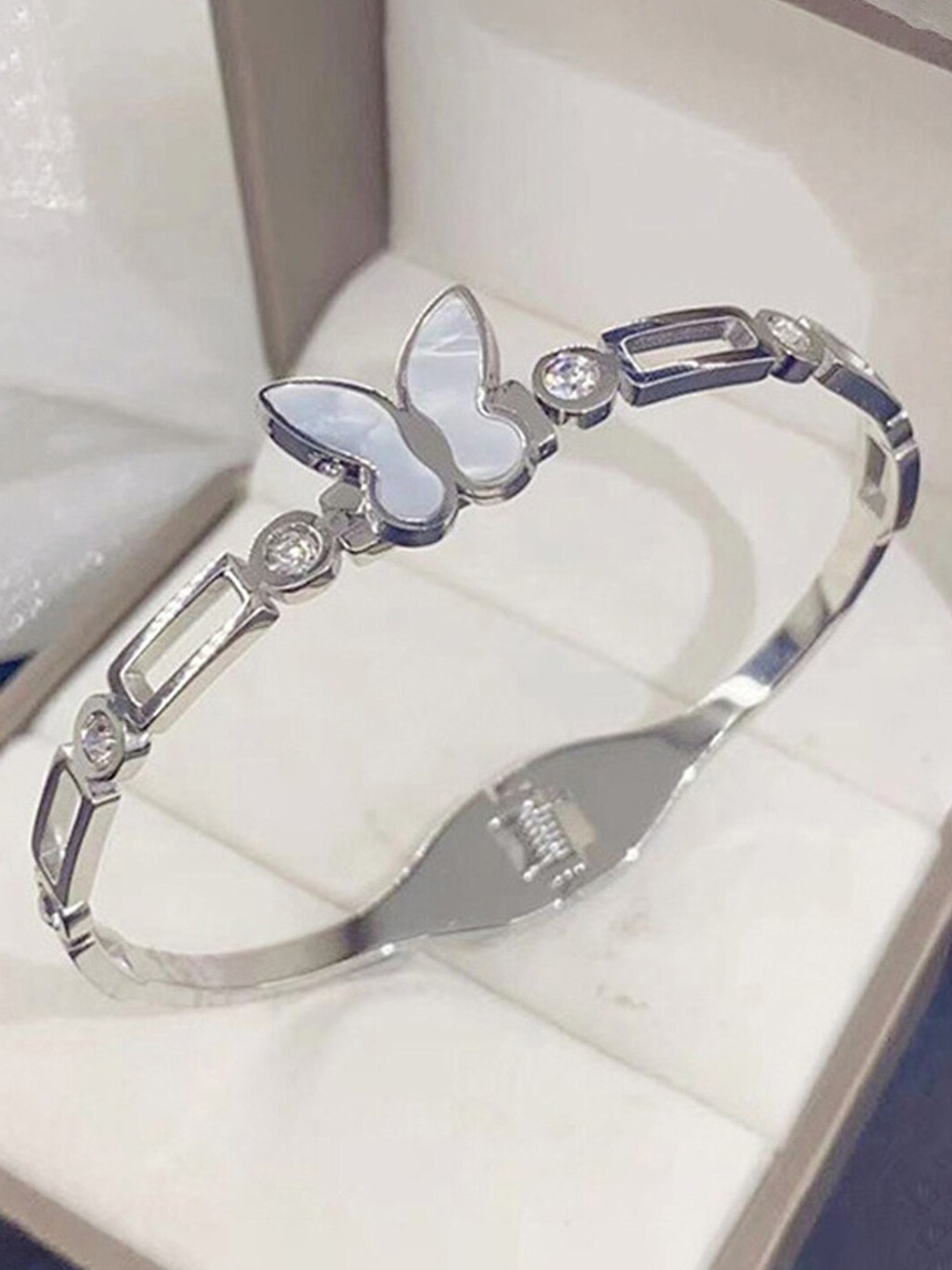 

Jewels Galaxy Mother of Pearl Silver-Plated Cuff Bracelet