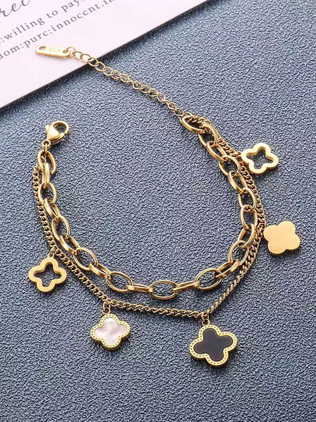 

Jewels Galaxy Gold Plated Stainless Steel Charm Bracelet